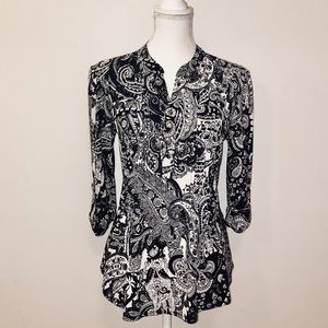 Black & white paisley tunic top